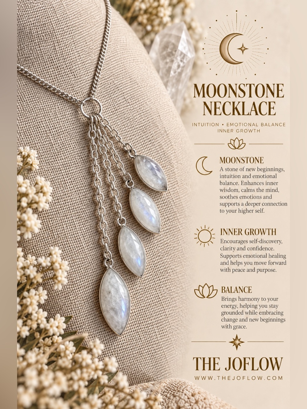 925 Elegant 4 Strand Moonstone Necklace